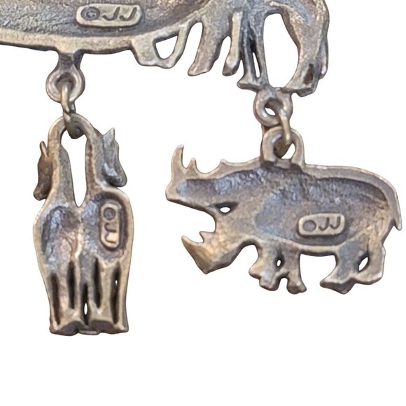 Vintage JJ Jonette Jewelry Noahs Ark Pin Brooch With Animal Charms Gold-tone - Picture 10 of 14